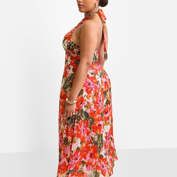 Floral Halter Neck Dress - Picture 2 of 4